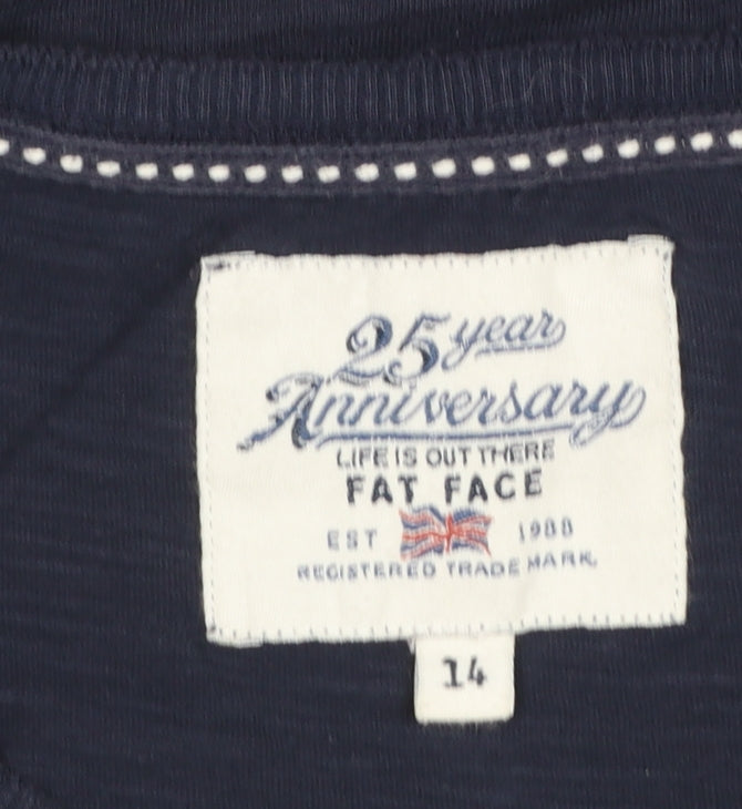 Fat Face Women's Blue Cotton Graphic T-Shirt Size 14