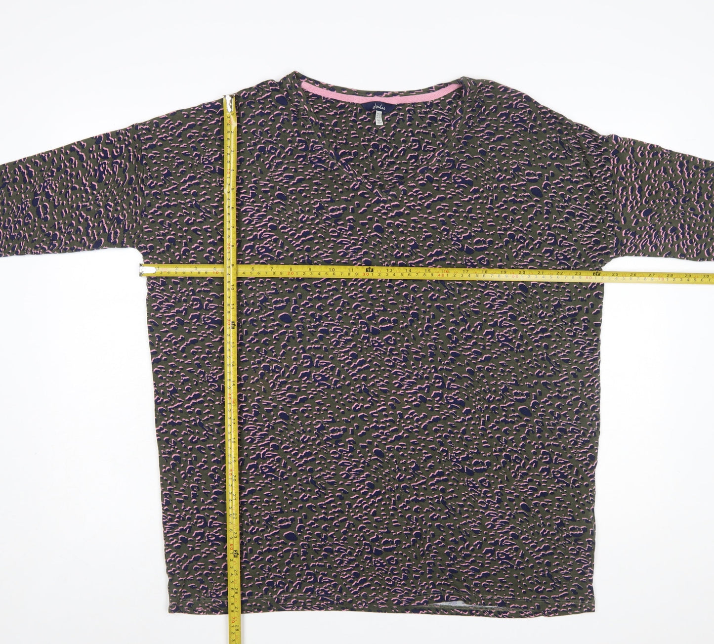 Joules Women's Multicoloured Animal Print Cotton V-Neck Top UK 14
