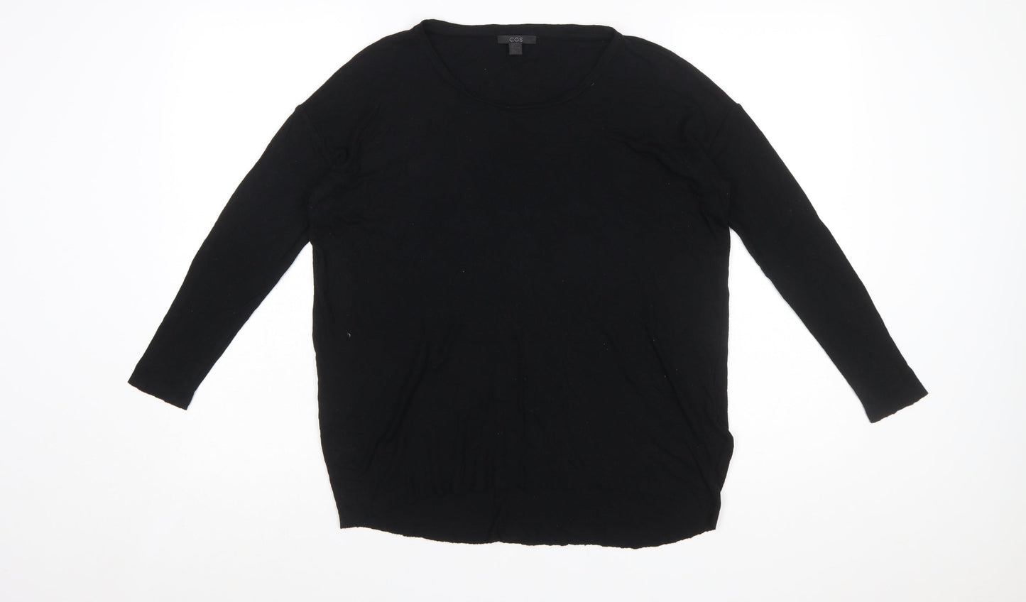 COS Women's Black Cotton Crew Neck Long Sleeve Pullover Jumper Size 8