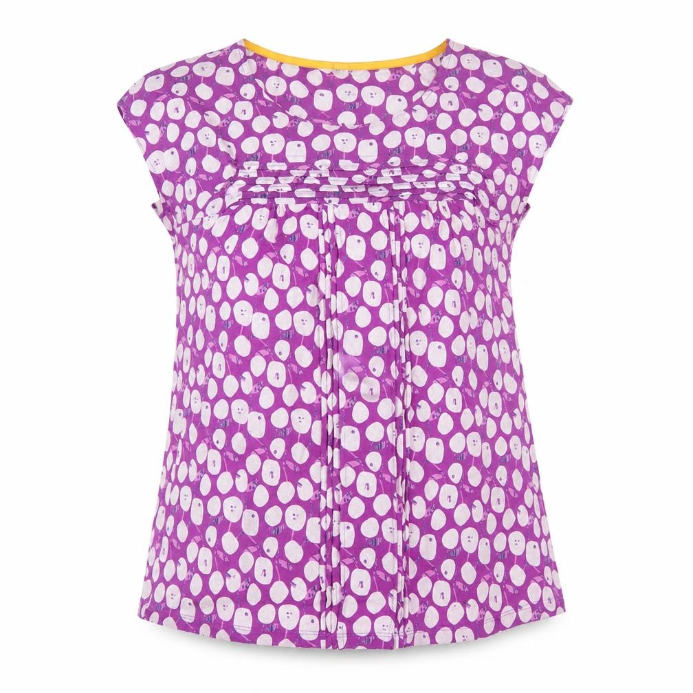 White Stuff Womens Purple Polka Dot Pleated Tunic Blouse UK 14