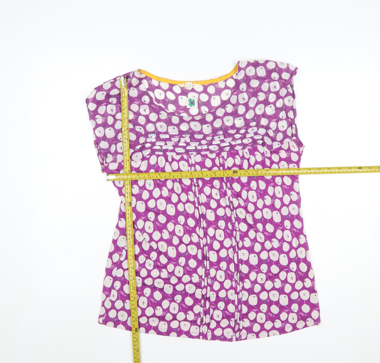 White Stuff Womens Purple Polka Dot Pleated Tunic Blouse UK 14