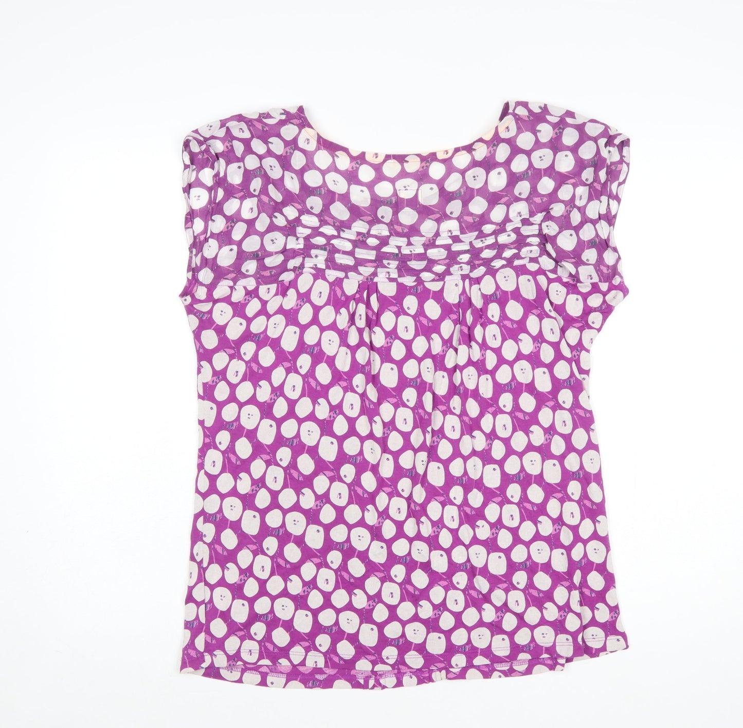 White Stuff Womens Purple Polka Dot Pleated Tunic Blouse UK 14