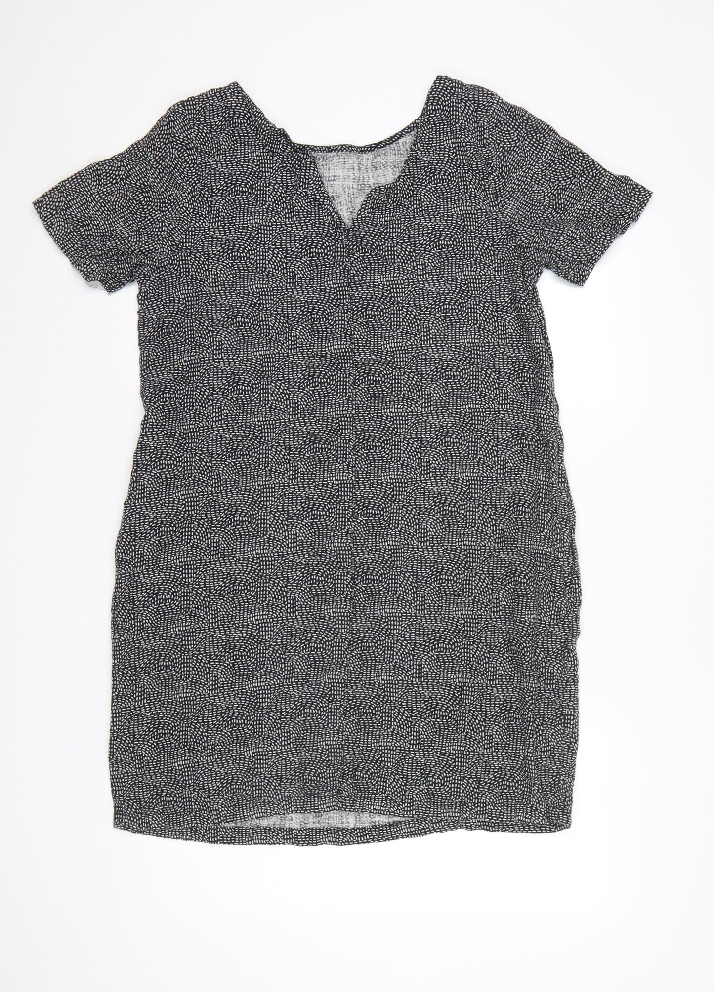 Next Women Black Linen Viscose Short Sleeve Shift Dress UK14