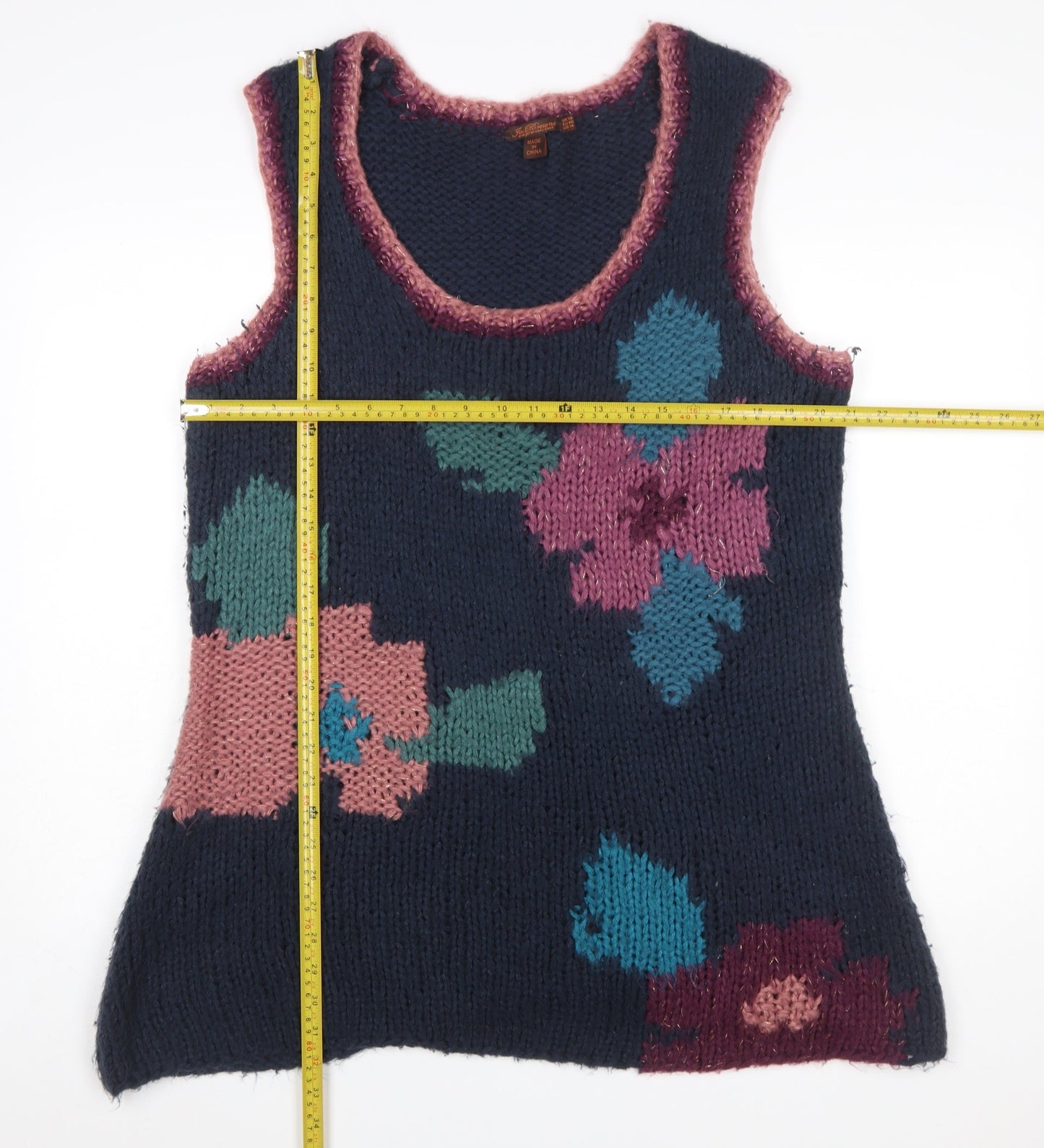 Joe Browns Womens Blue Floral Knit Sleeveless Vest Jumper Size 18