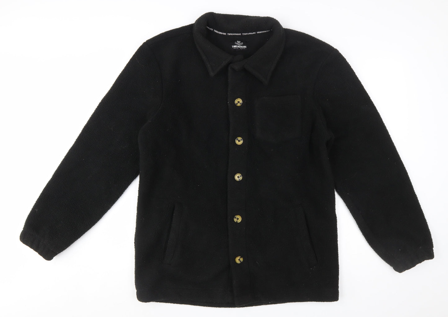 Threadbare Men's Black Fleece Button-Up Jacket Size M