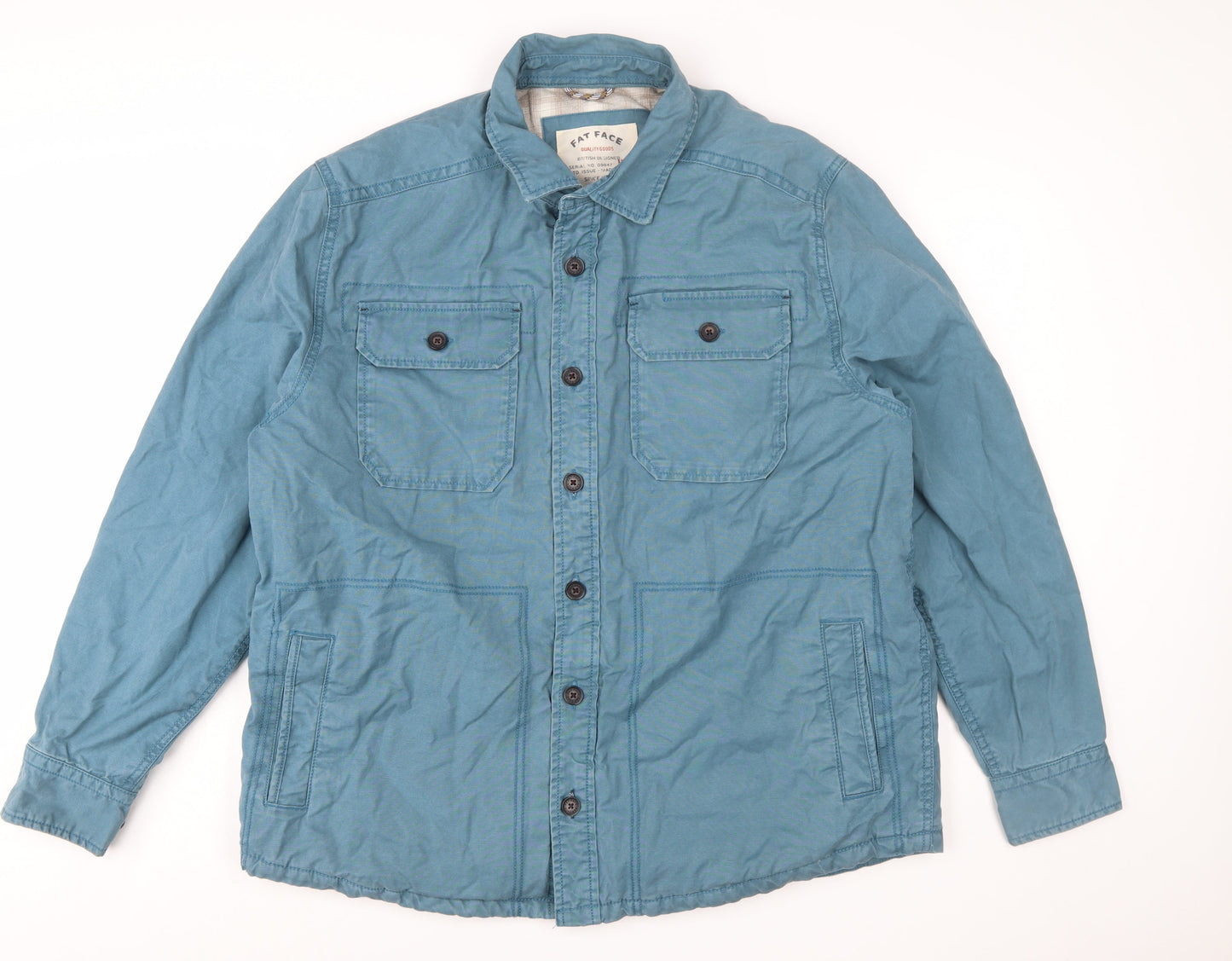 Fat Face Men's Blue 2XL Cotton Button Jacket Casual Lined