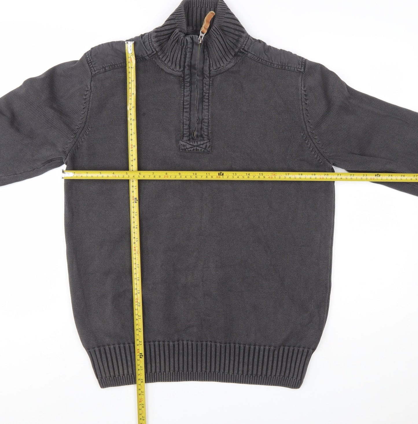 Fat Face Men's Grey 1/4 Zip High Neck Cotton Jumper Size M