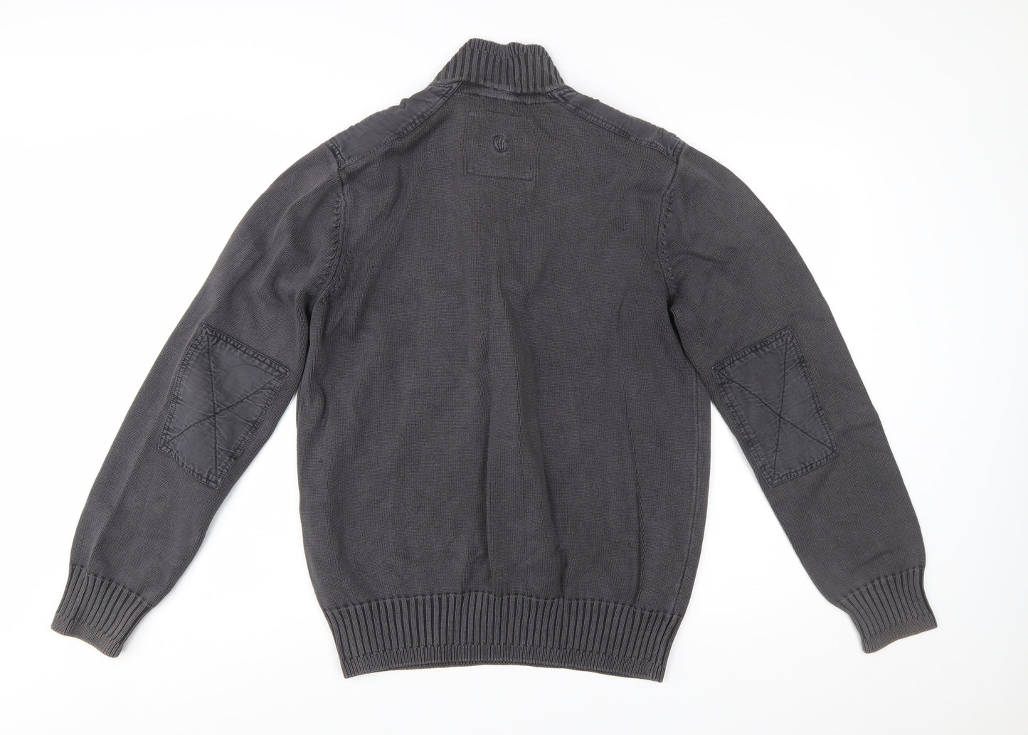 Fat Face Men's Grey 1/4 Zip High Neck Cotton Jumper Size M