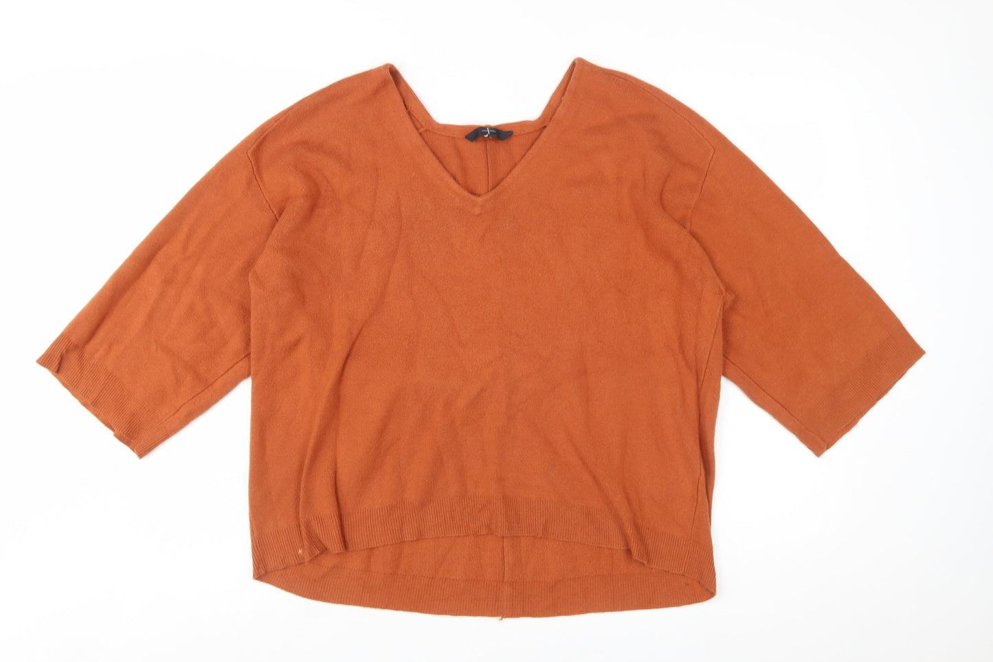 Jasper Conran Women’s Brown V-Neck 3/4 Sleeve Knit Jumper Size 12