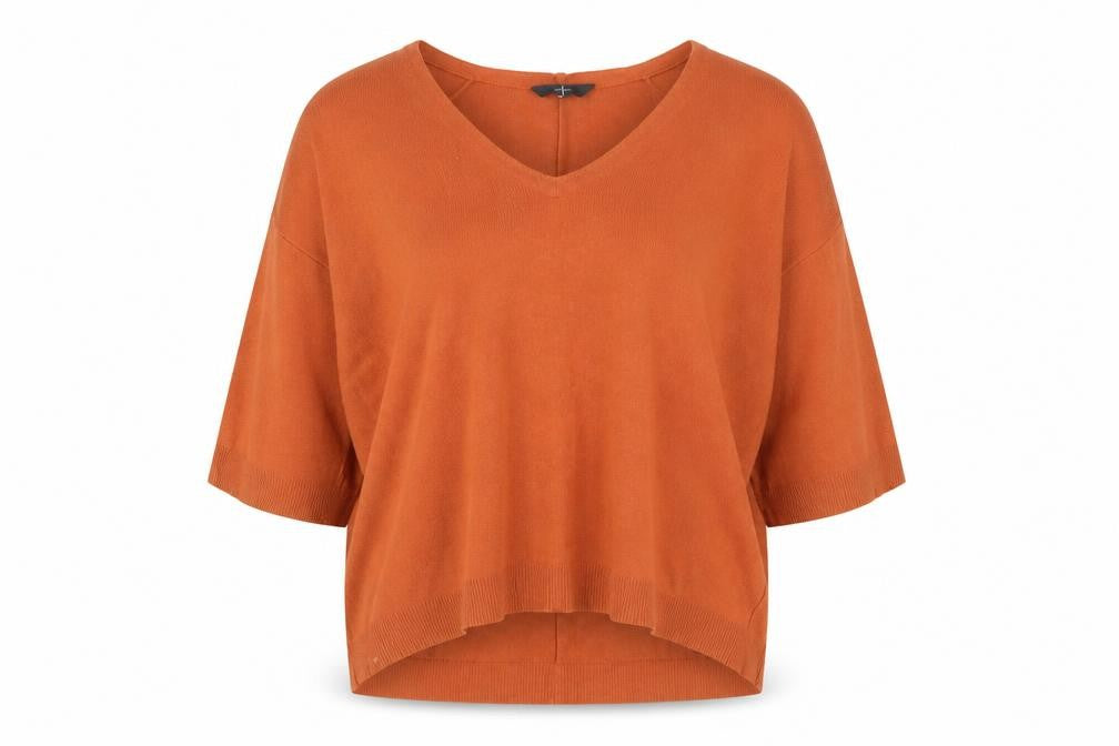 Jasper Conran Women’s Brown V-Neck 3/4 Sleeve Knit Jumper Size 12
