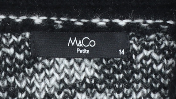 M&Co Women’s Petite Size 14 Black Ivory Knit Cardigan