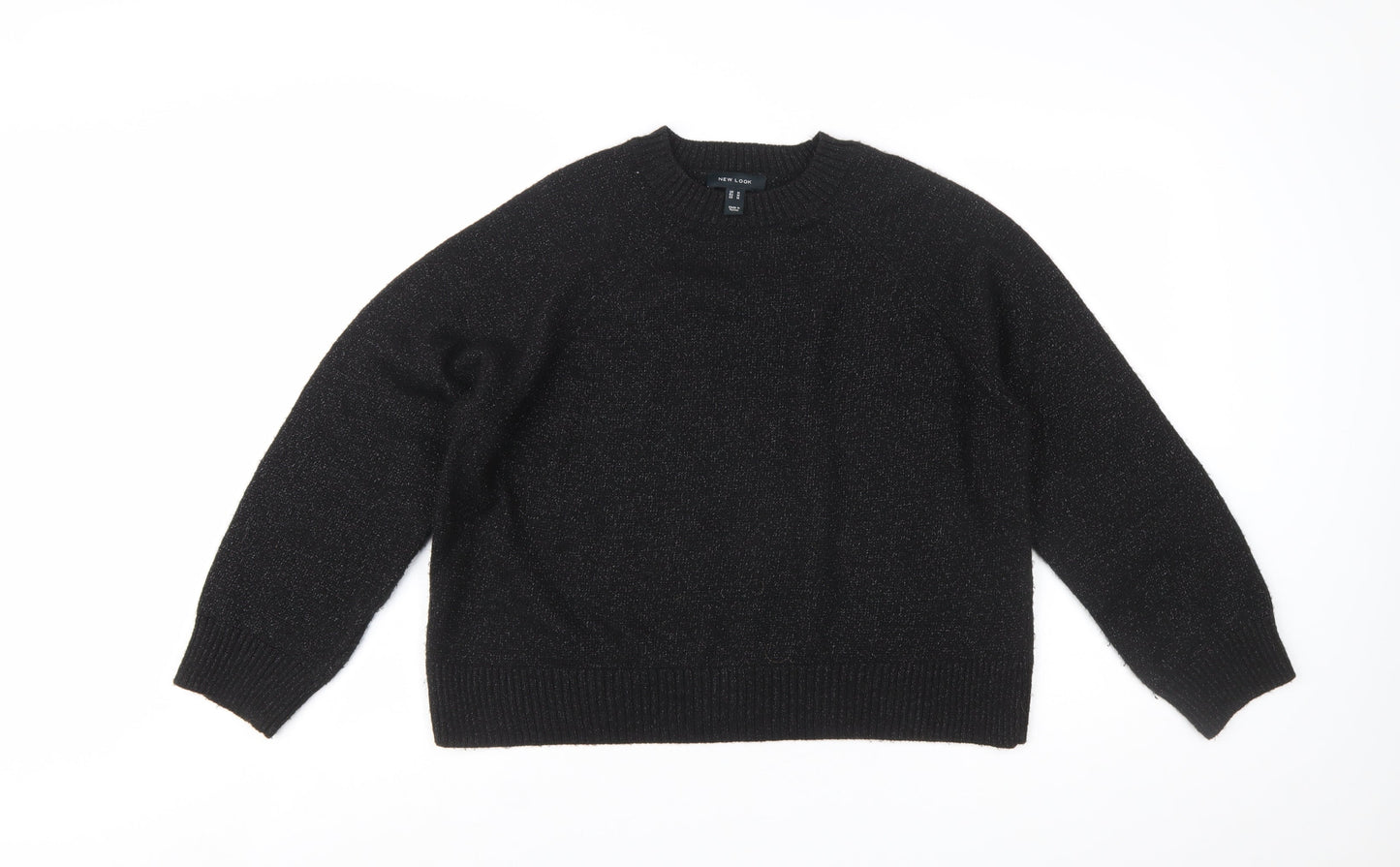 New Look Women’s Black Metallic Knit Pullover Jumper Size M