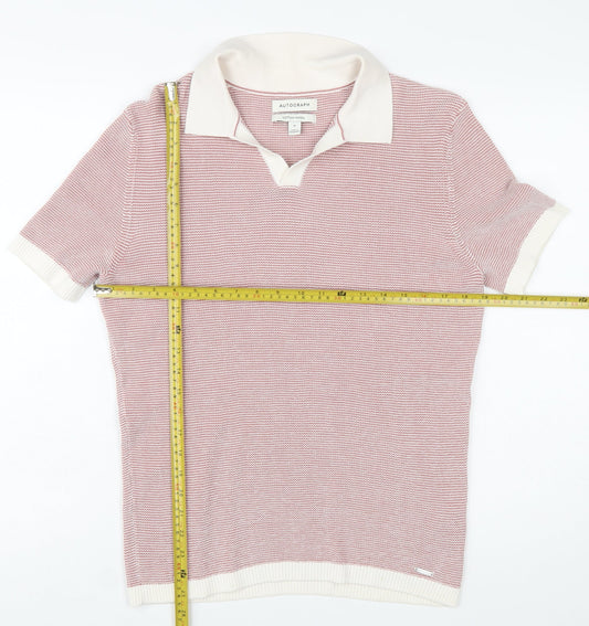 Marks and Spencer Mens Pink Cotton Modal Polo Shirt M