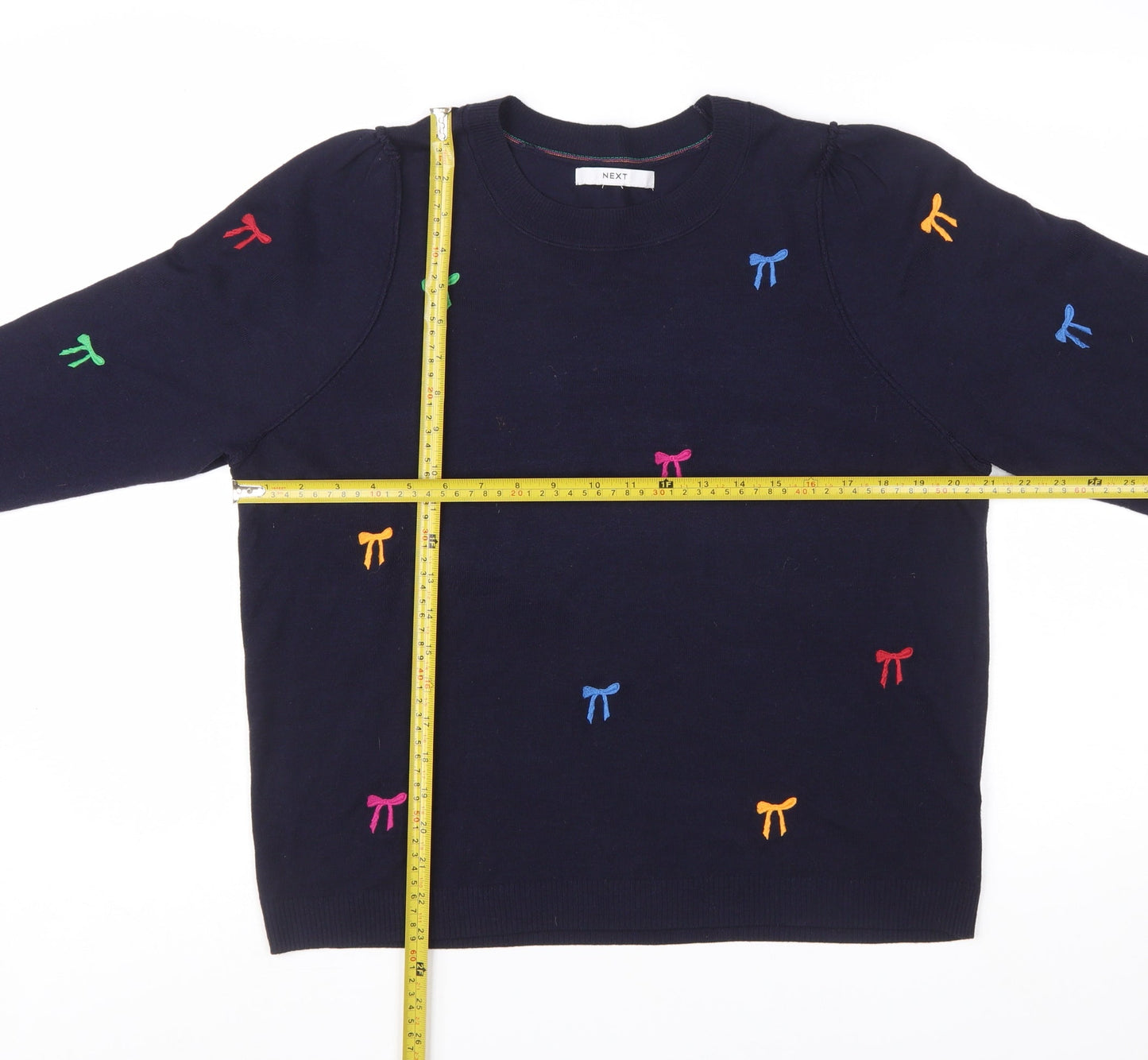 NEXT Women’s Blue Embroidered Bow Knit Jumper L