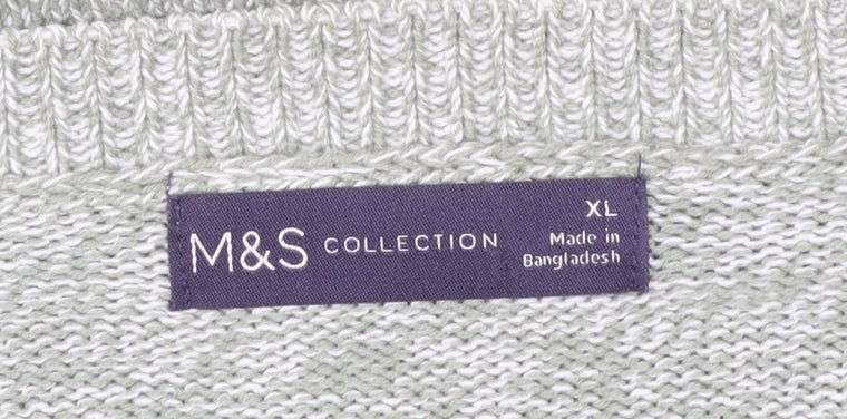 Marks and Spencer Women's Green Cotton Knit Jumper XL Crew Neck