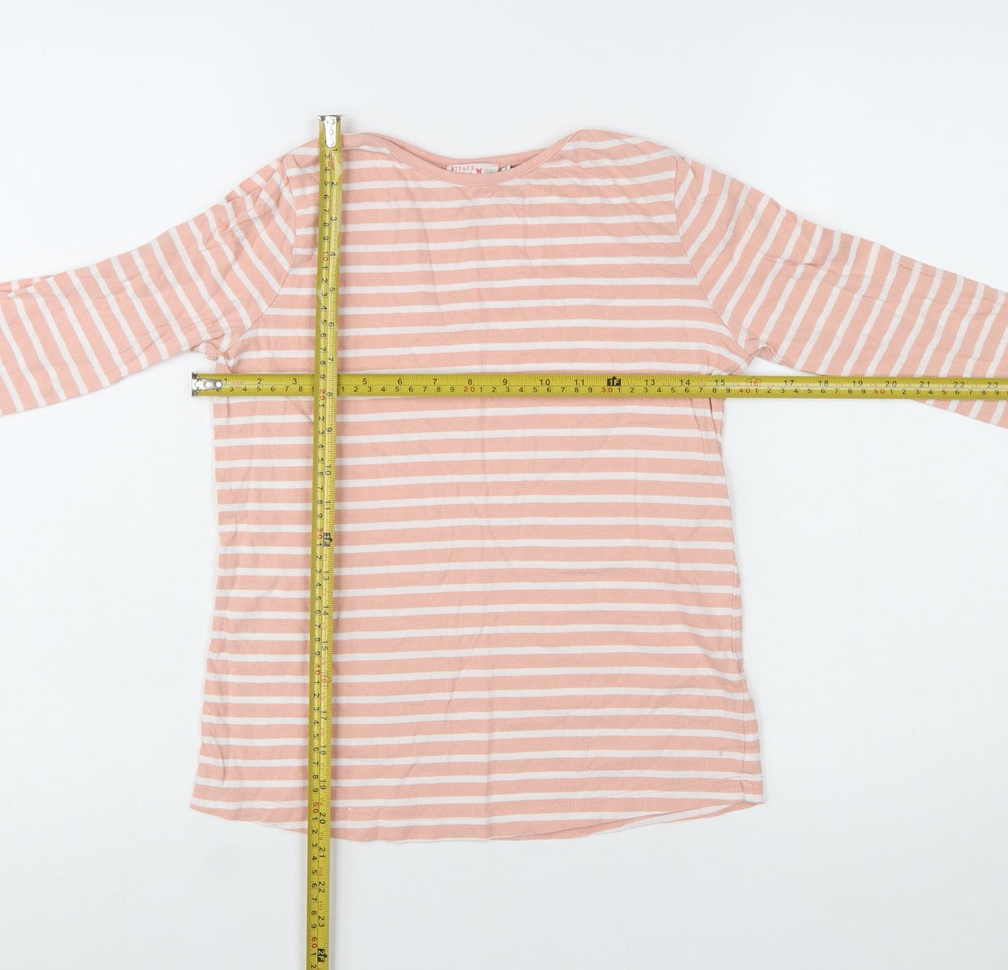 FatFace Girls Pink Striped Long Sleeve Cotton T-Shirt 10-11 Years