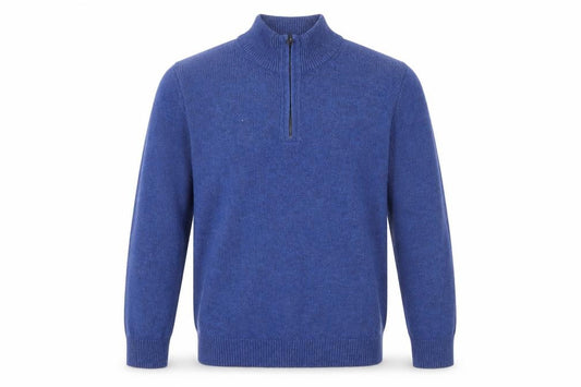 Marks and Spencer Men's Blue Wool Half Zip Jumper Size S