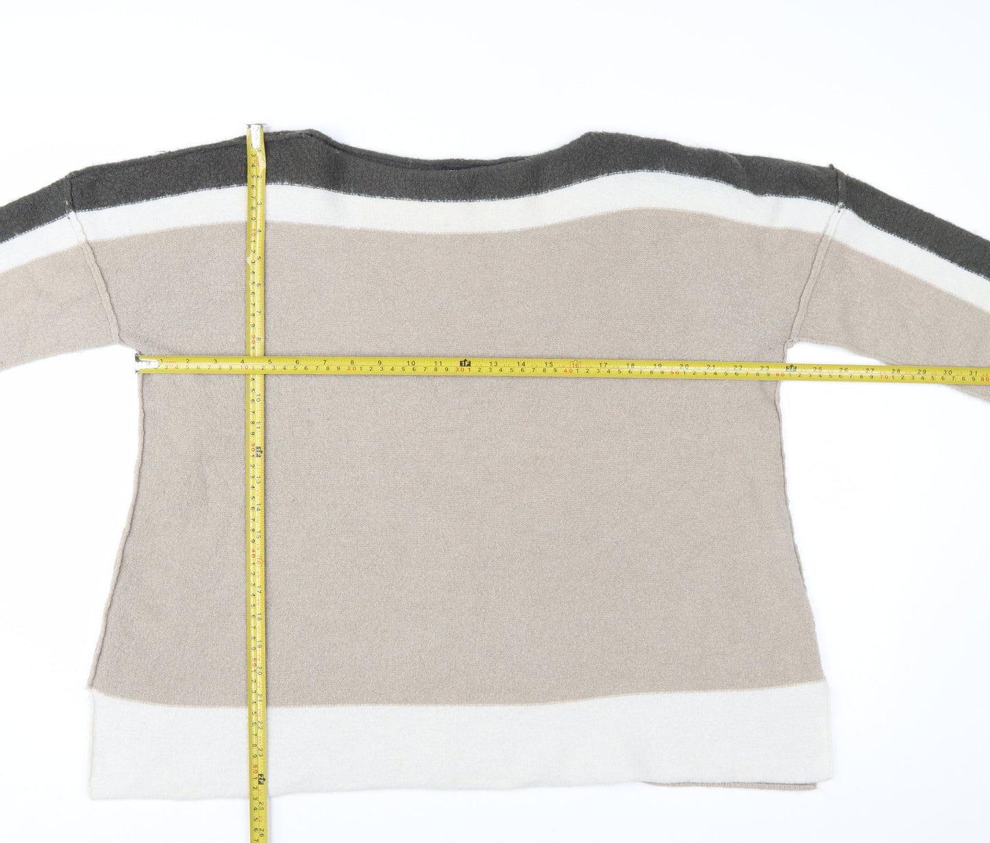 Roman Women Beige Crew Neck Long Sleeve Pullover Jumper Size 14