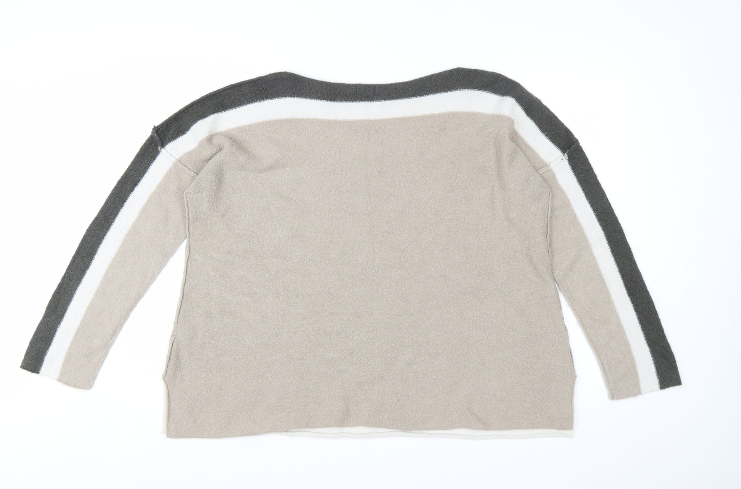Roman Women Beige Crew Neck Long Sleeve Pullover Jumper Size 14