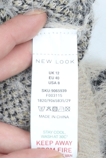 New Look Women's Beige Leopard Print Chunky Knit Cardigan UK 12