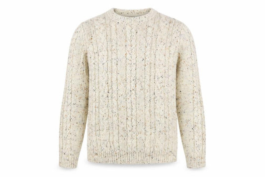 Burton Menswear Beige Cable-Knit Crew Neck Jumper Small Men's