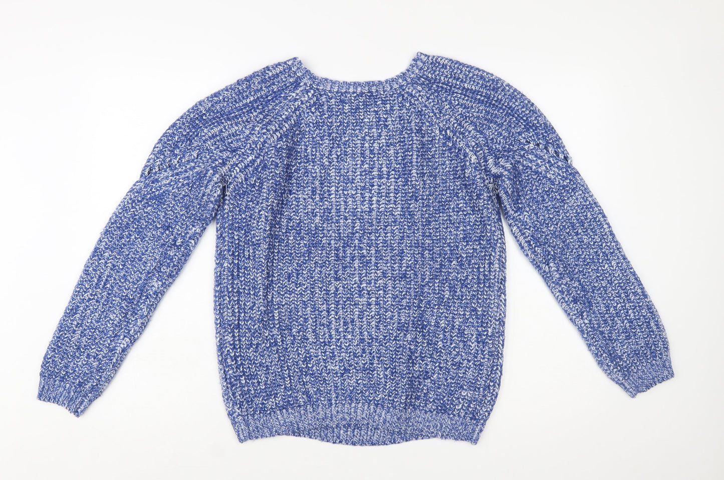 Amara Reya Women's Blue Chunky-Knit Acrylic Pullover Jumper Size 10