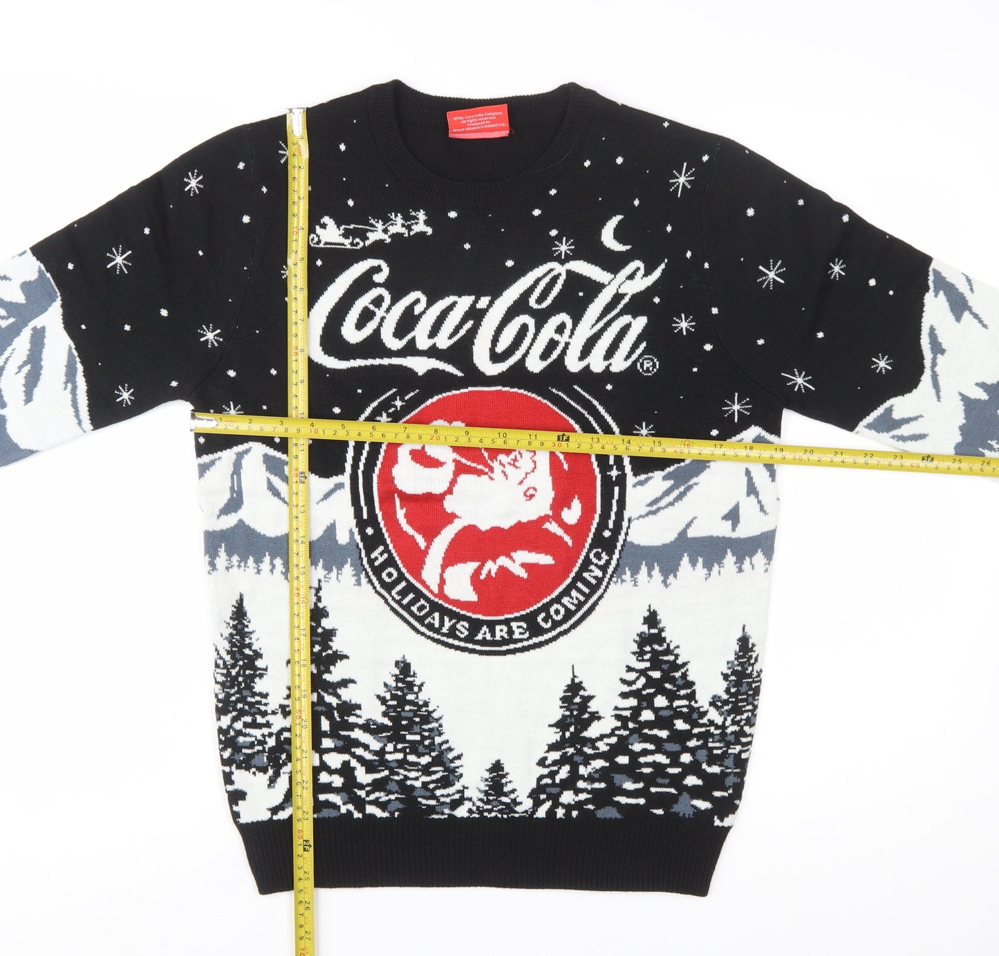 Coca-Cola Christmas Jumper Men's Black Small Pullover Crew Neck