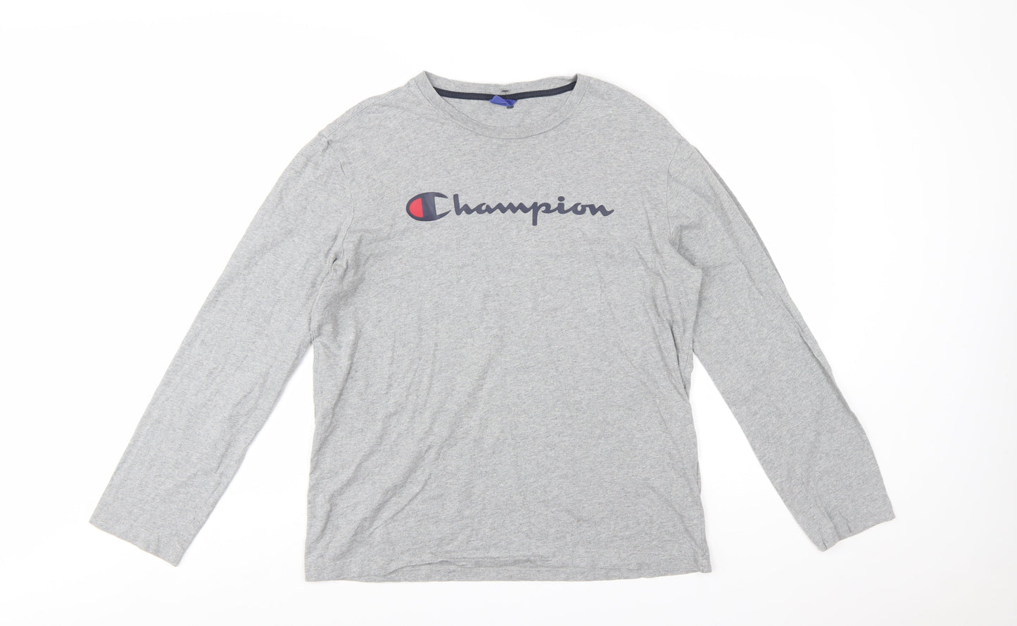 Champion Men's Grey Long Sleeve Crew Neck T-Shirt Size L