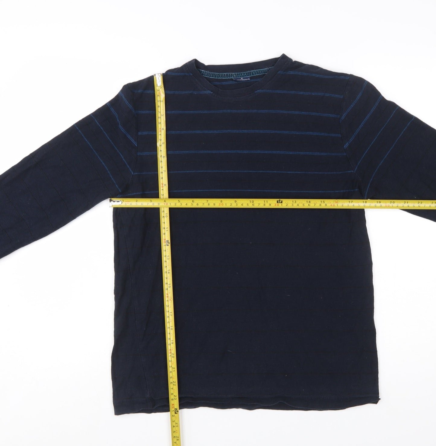 Designers at Debenhams Men's Blue Striped Long Sleeve Cotton T-Shirt M