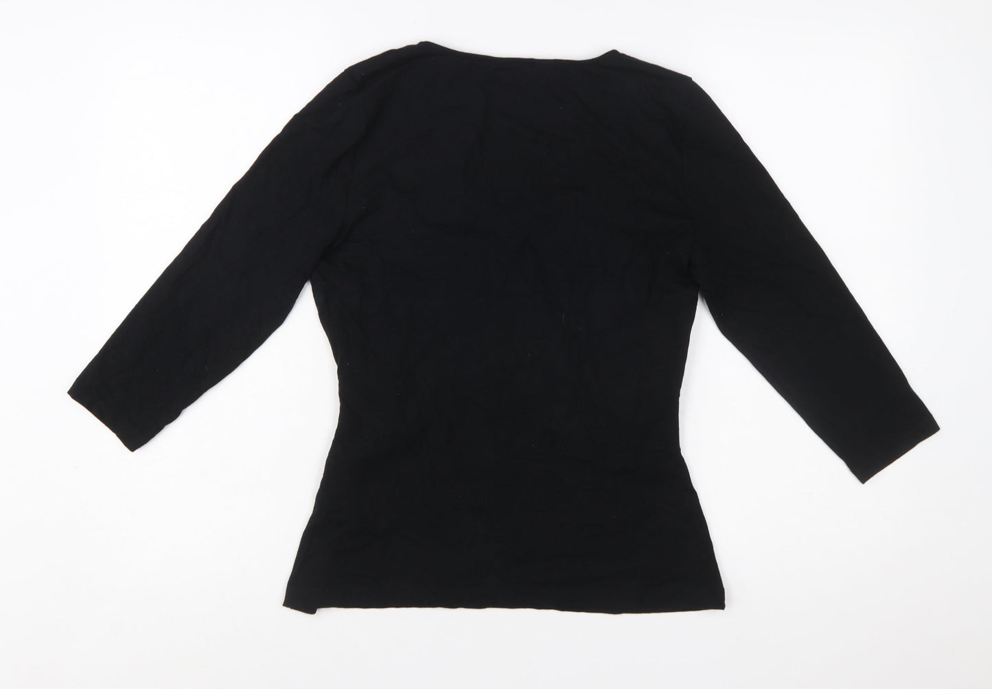 Sosandar Womens Black Size 12 Wrap Jersey Blouse Top