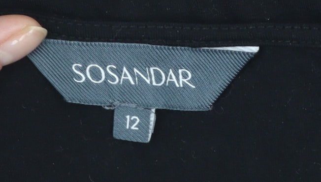 Sosandar Womens Black Size 12 Wrap Jersey Blouse Top