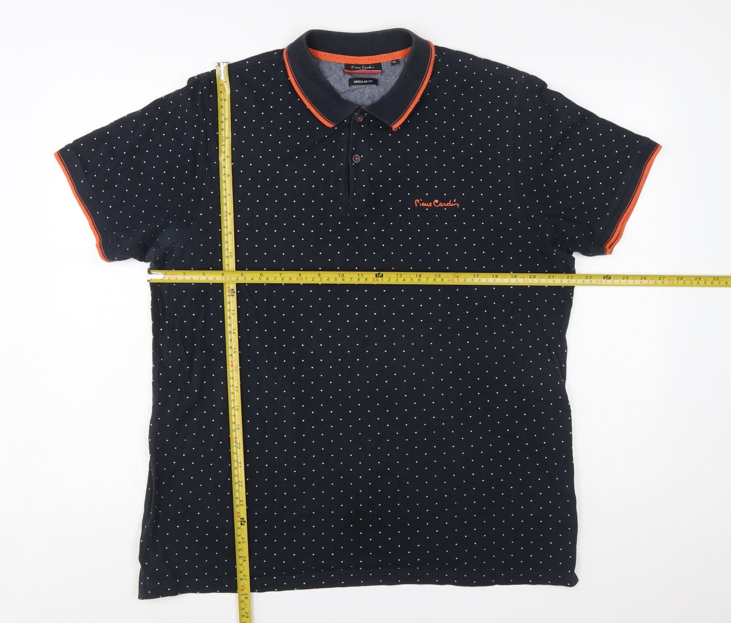 Pierre Cardin Men's Black Polka Dot Regular Fit Polo Shirt XL