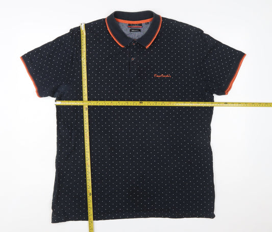 Pierre Cardin Men's Black Polka Dot Regular Fit Polo Shirt XL