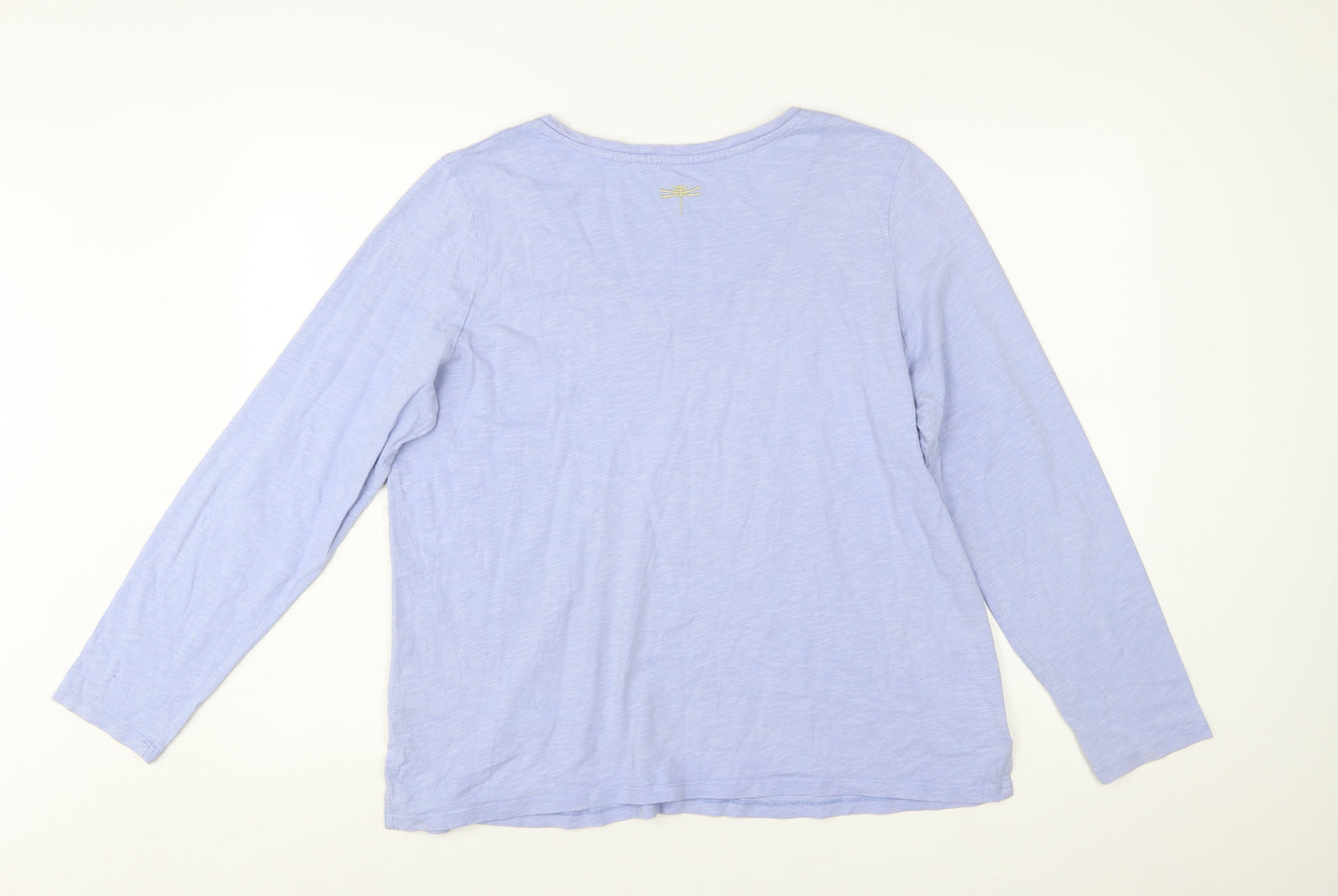 Joules Women Pale Blue V-Neck Long Sleeve Cotton Jersey Top Size 16
