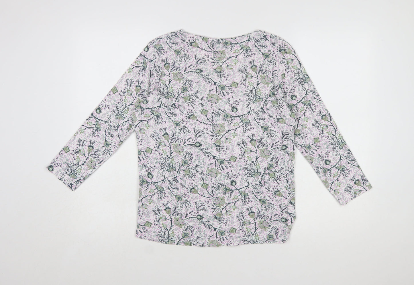Isle Womens Multicoloured Floral 3/4 Sleeve Cotton Top M 14-16