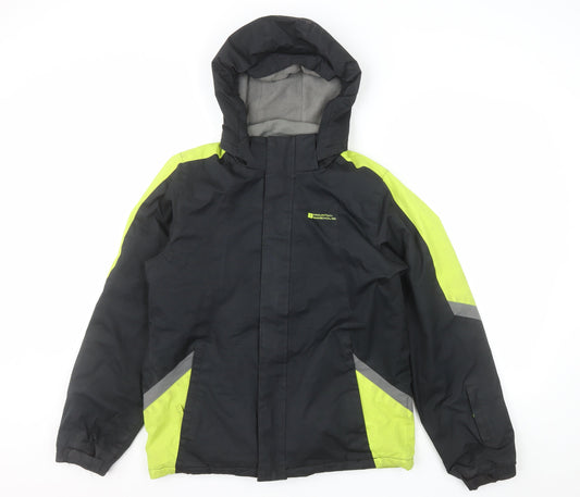 Mountain Warehouse Boys Black Ski Jacket 13 Years Hooded Water Resistant