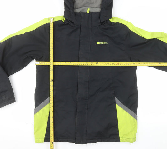 Mountain Warehouse Boys Black Ski Jacket 13 Years Hooded Water Resistant