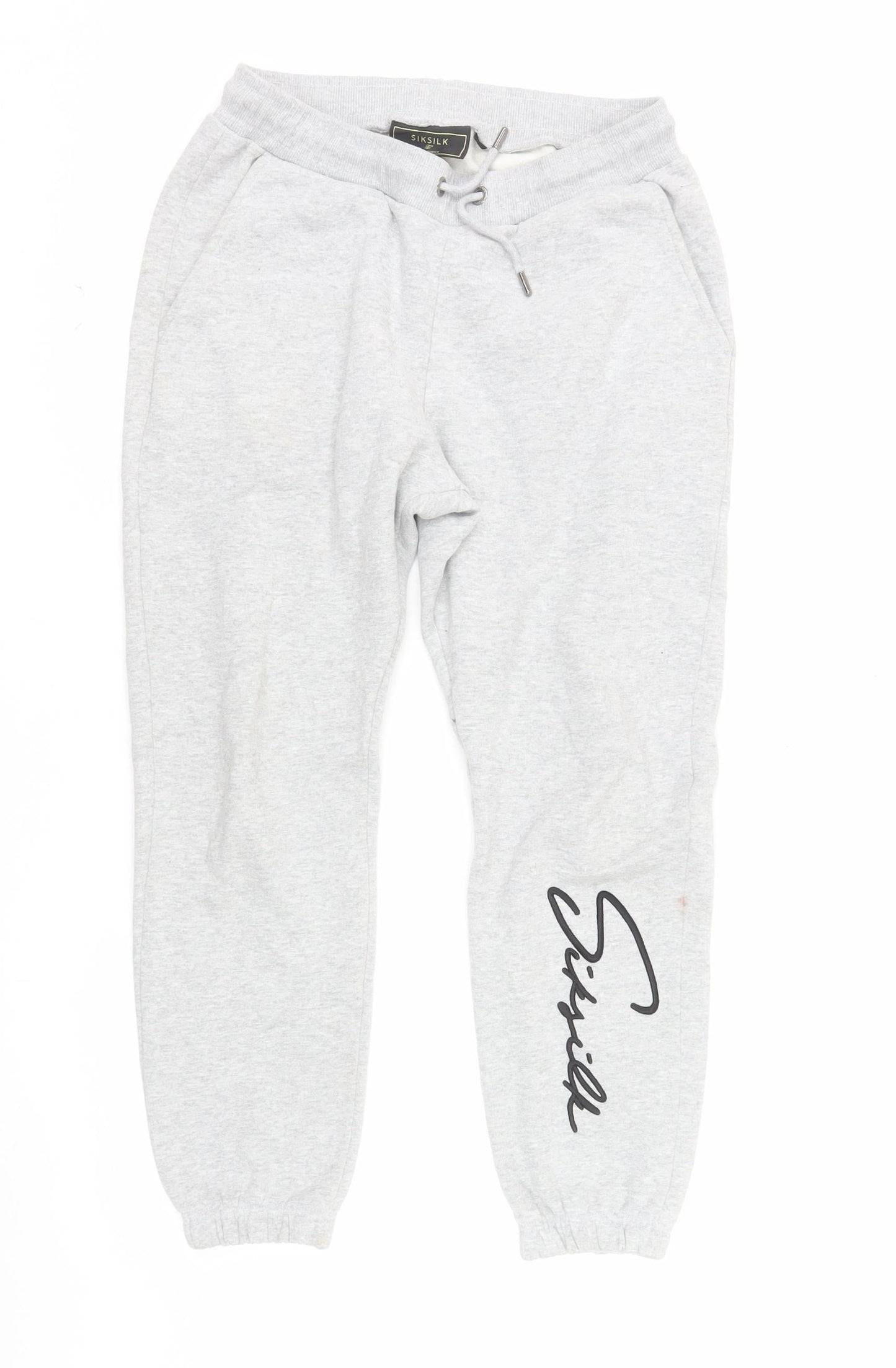 SikSilk Men's Grey Jogger Sweatpants Size S Fleece Activewear