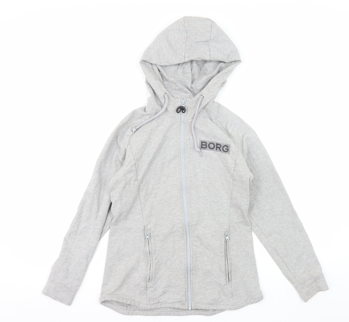 Bjorn Borg Womens Grey Full Zip Hoodie Size 6 Cotton Blend