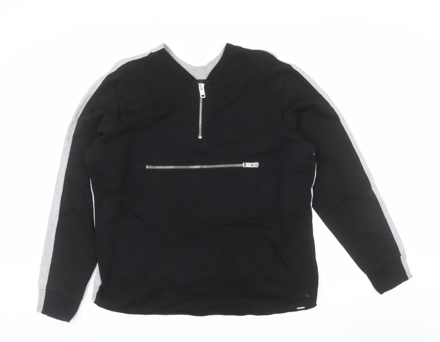 Diesel Men's Black & Grey Half Zip Sweatshirt XL Cotton Reversible
