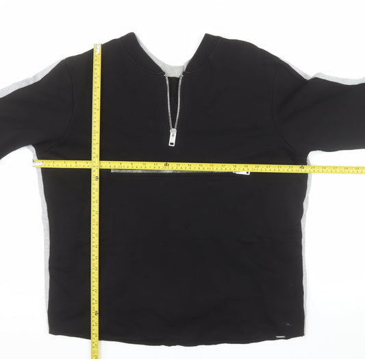 Diesel Men's Black & Grey Half Zip Sweatshirt XL Cotton Reversible