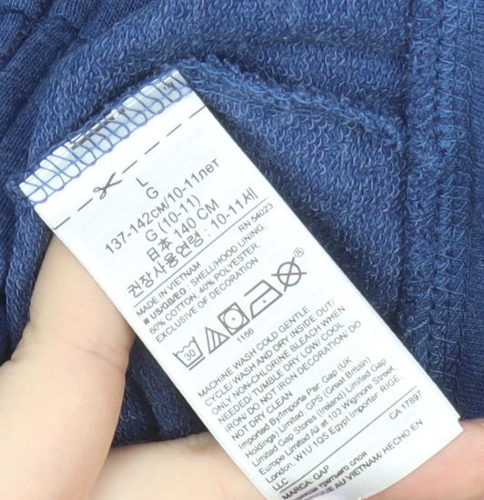 GAP Girls Blue Sequin Logo Full Zip Hoodie 10-11 Years