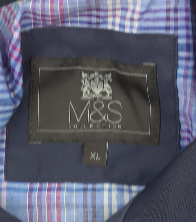 Marks and Spencer Men's Blue XL Bomber Jacket Casual Full Zip Lightweight