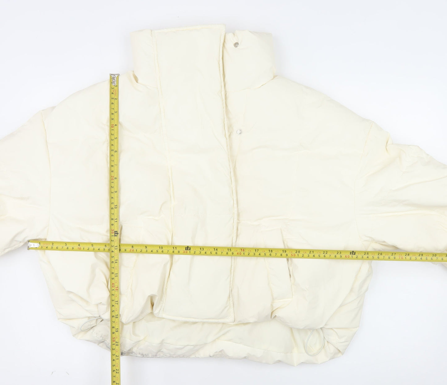 COLDDLE Women’s Ivory Cropped Puffer Jacket Size S Down Filled