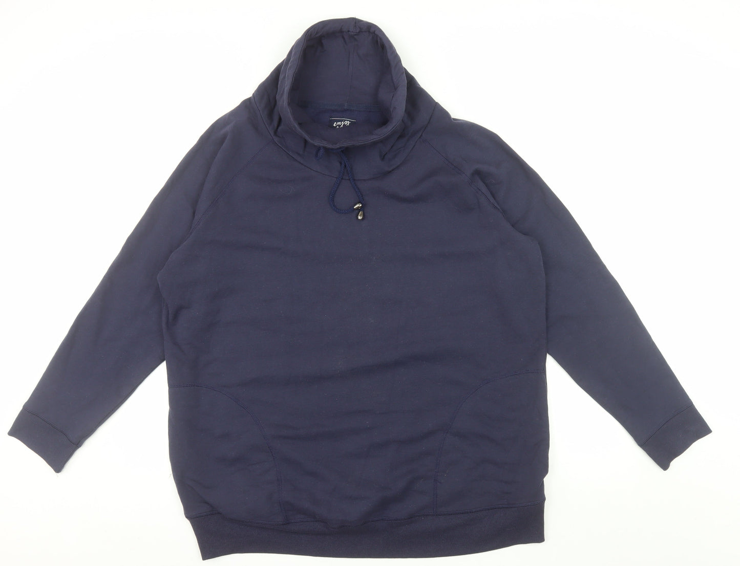 BHS Women Navy Size 22 Cowl Neck Pullover Hoodie Cotton Blend