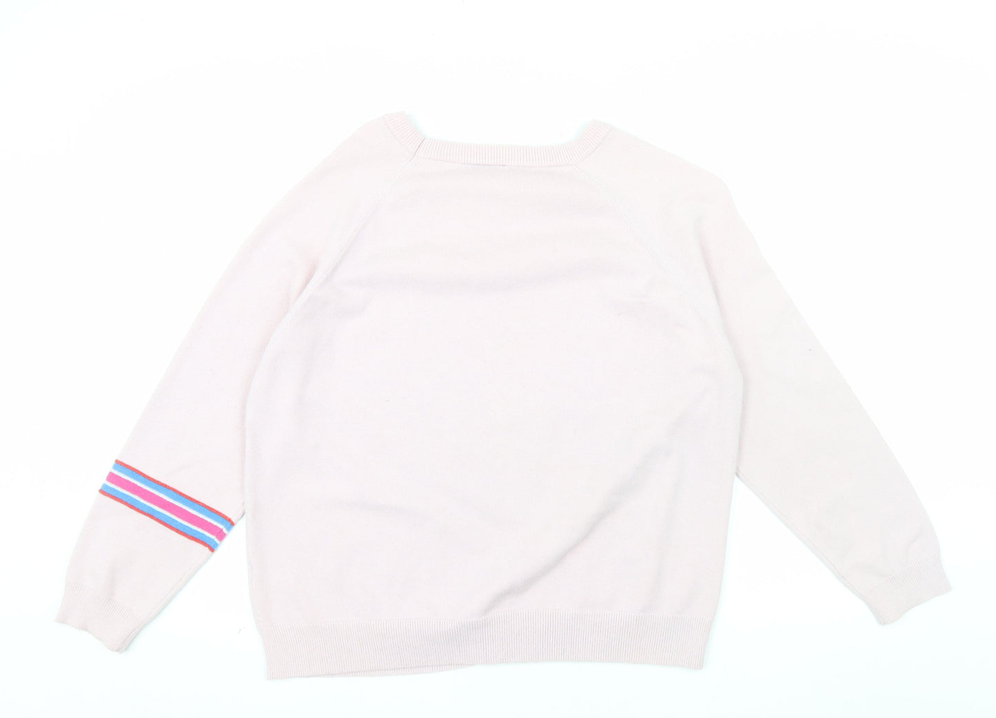 Oliver Bonas Women’s Pink Striped Crew Neck Jumper Size 16