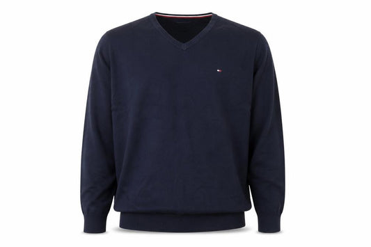 Tommy Hilfiger Men's Blue XL V-Neck Cotton Pullover Jumper