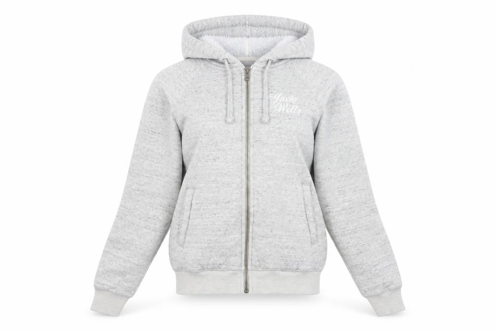 Jack Wills Women's Grey Full Zip Hoodie UK 6 Fleece Lined Casual
