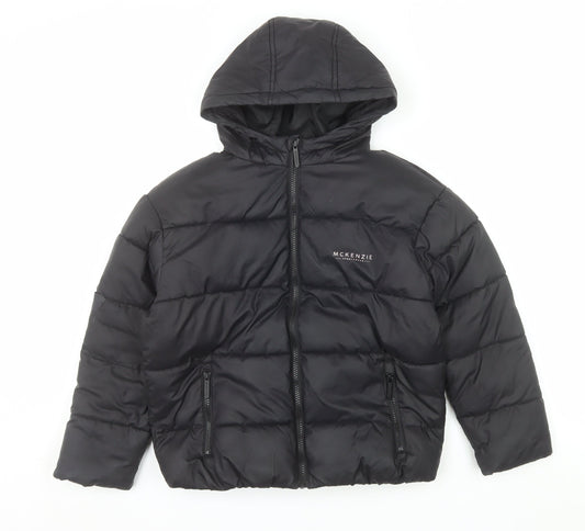 McKenzie Boys Black Hooded Puffer Jacket 10-12 Years Winter Coat