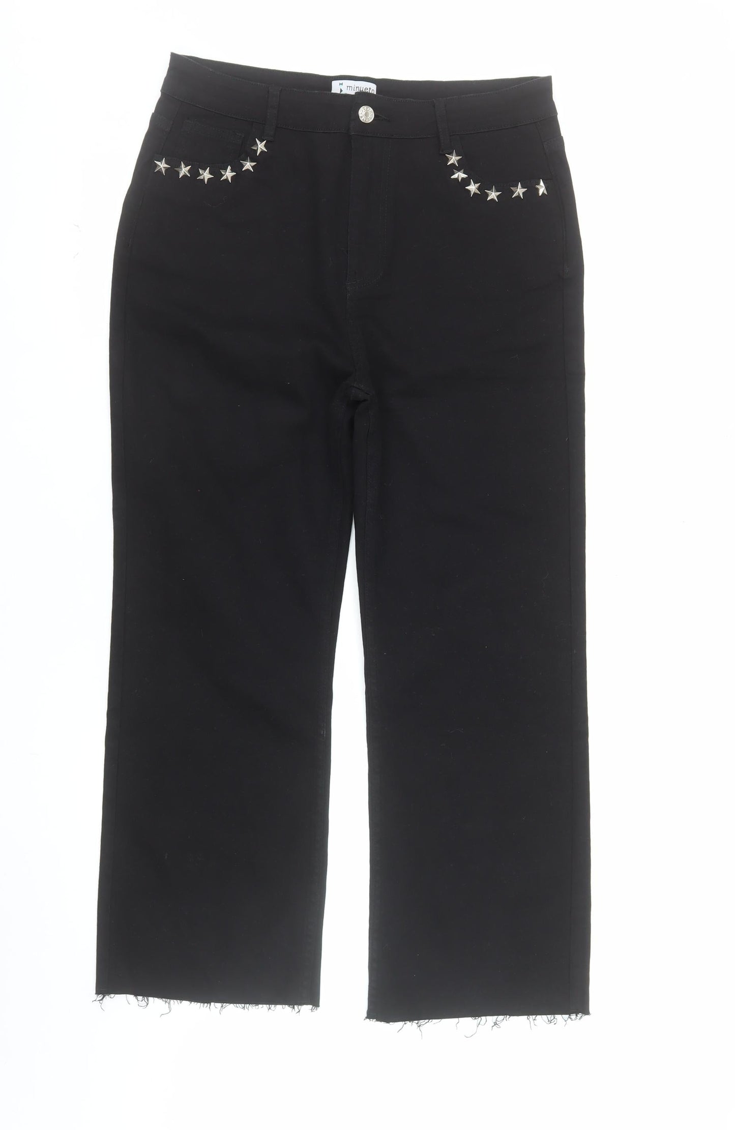 Minueto Women Black 2XL Straight Studded Jeans